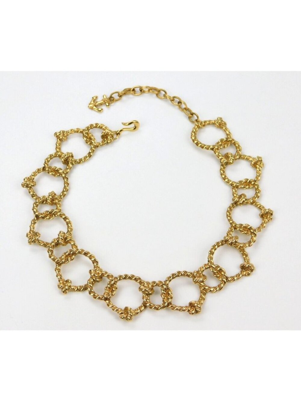 Kenneth Jay Lane KJL Rope Nautical Knot Gold Tone Statement Collar Necklace